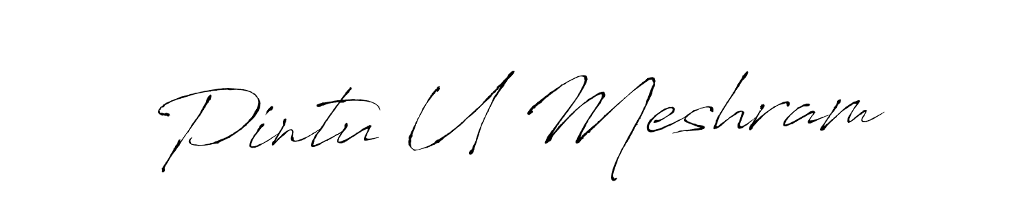 The best way (Antro_Vectra) to make a short signature is to pick only two or three words in your name. The name Pintu U Meshram include a total of six letters. For converting this name. Pintu U Meshram signature style 6 images and pictures png