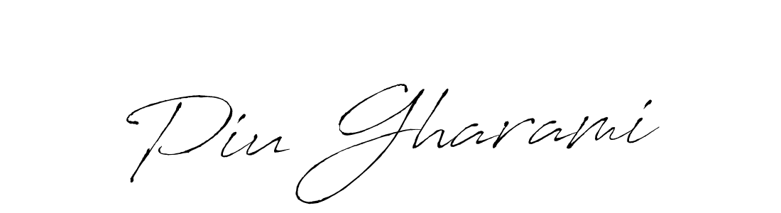 Make a beautiful signature design for name Piu Gharami. With this signature (Antro_Vectra) style, you can create a handwritten signature for free. Piu Gharami signature style 6 images and pictures png