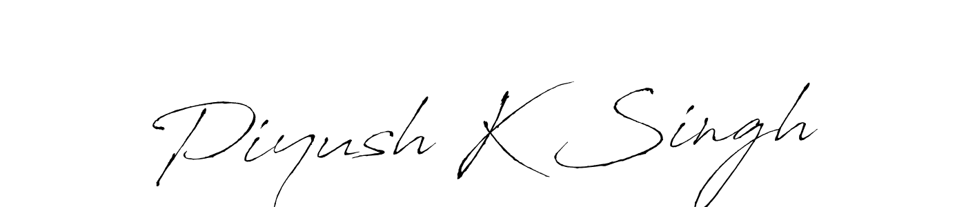 How to make Piyush K Singh name signature. Use Antro_Vectra style for creating short signs online. This is the latest handwritten sign. Piyush K Singh signature style 6 images and pictures png