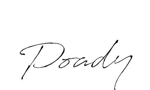 Antro_Vectra is a professional signature style that is perfect for those who want to add a touch of class to their signature. It is also a great choice for those who want to make their signature more unique. Get Poady name to fancy signature for free. Poady signature style 6 images and pictures png