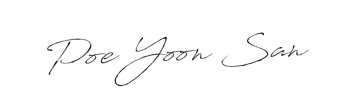 Antro_Vectra is a professional signature style that is perfect for those who want to add a touch of class to their signature. It is also a great choice for those who want to make their signature more unique. Get Poe Yoon San name to fancy signature for free. Poe Yoon San signature style 6 images and pictures png