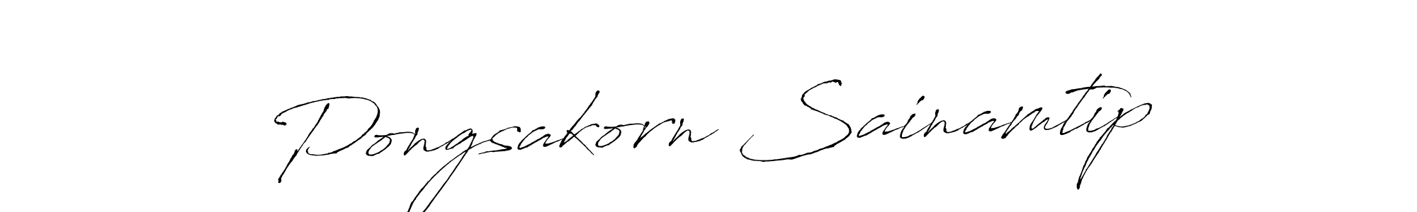 Make a beautiful signature design for name Pongsakorn Sainamtip. With this signature (Antro_Vectra) style, you can create a handwritten signature for free. Pongsakorn Sainamtip signature style 6 images and pictures png