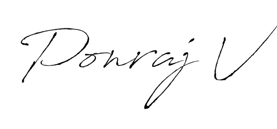 Discover the perfect balance of readability and style for Ponraj V with Antro_Vectra font. Create your dream signature today. Ponraj V signature style 6 images and pictures png