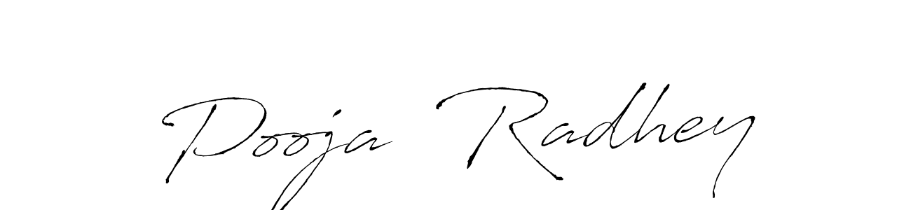 How to make Pooja  Radhey name signature. Use Antro_Vectra style for creating short signs online. This is the latest handwritten sign. Pooja  Radhey signature style 6 images and pictures png