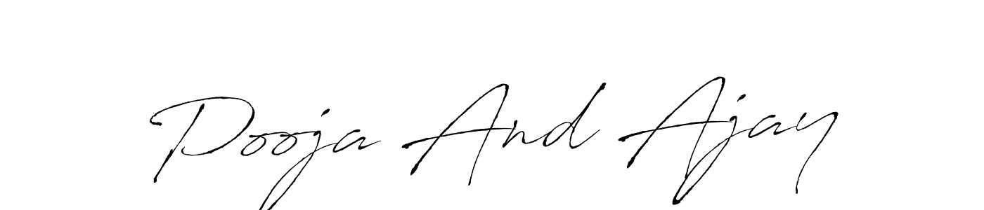 How to make Pooja And Ajay name signature. Use Antro_Vectra style for creating short signs online. This is the latest handwritten sign. Pooja And Ajay signature style 6 images and pictures png