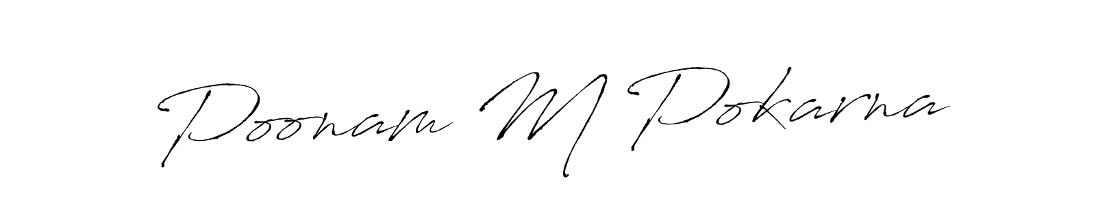 How to make Poonam M Pokarna name signature. Use Antro_Vectra style for creating short signs online. This is the latest handwritten sign. Poonam M Pokarna signature style 6 images and pictures png