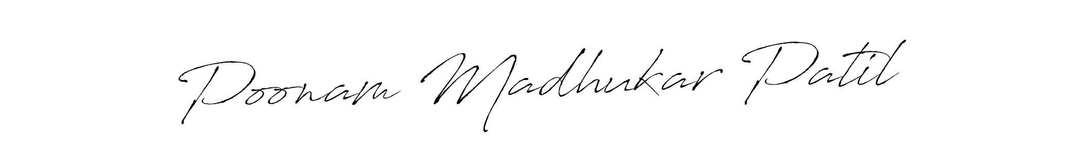 How to make Poonam Madhukar Patil name signature. Use Antro_Vectra style for creating short signs online. This is the latest handwritten sign. Poonam Madhukar Patil signature style 6 images and pictures png