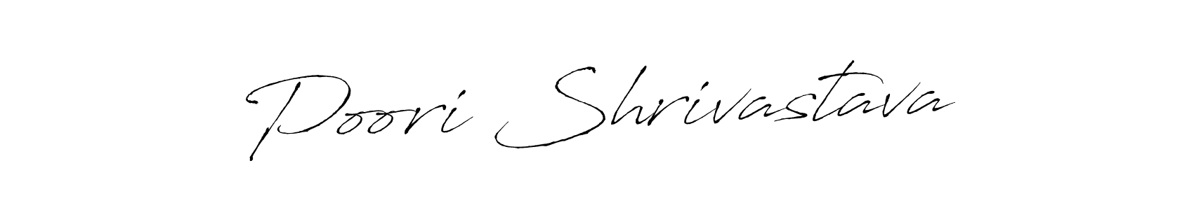 How to make Poori Shrivastava name signature. Use Antro_Vectra style for creating short signs online. This is the latest handwritten sign. Poori Shrivastava signature style 6 images and pictures png