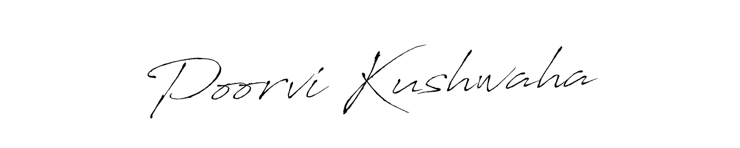 How to make Poorvi Kushwaha name signature. Use Antro_Vectra style for creating short signs online. This is the latest handwritten sign. Poorvi Kushwaha signature style 6 images and pictures png