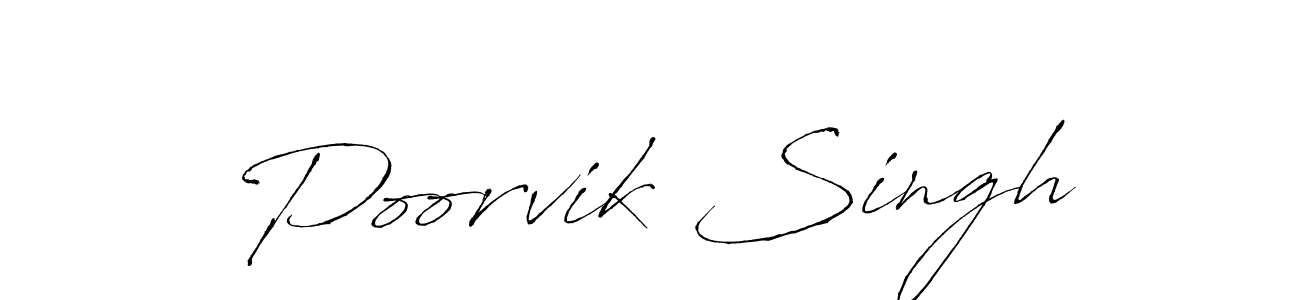 How to make Poorvik Singh name signature. Use Antro_Vectra style for creating short signs online. This is the latest handwritten sign. Poorvik Singh signature style 6 images and pictures png