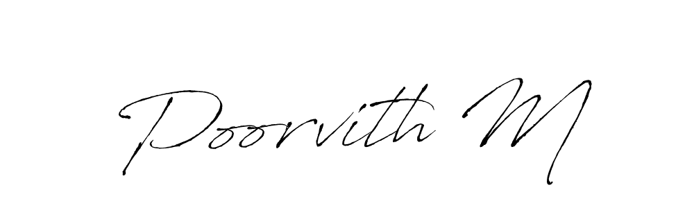 The best way (Antro_Vectra) to make a short signature is to pick only two or three words in your name. The name Poorvith M include a total of six letters. For converting this name. Poorvith M signature style 6 images and pictures png