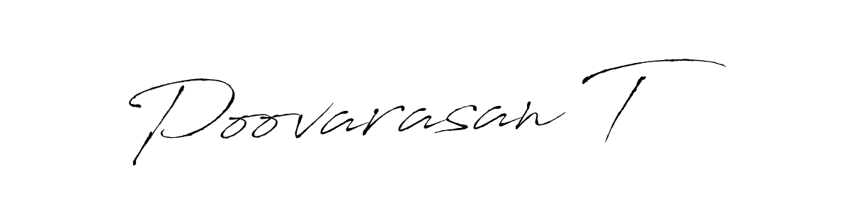 How to make Poovarasan T name signature. Use Antro_Vectra style for creating short signs online. This is the latest handwritten sign. Poovarasan T signature style 6 images and pictures png