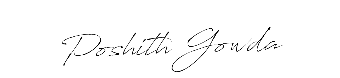 Make a beautiful signature design for name Poshith Gowda. With this signature (Antro_Vectra) style, you can create a handwritten signature for free. Poshith Gowda signature style 6 images and pictures png