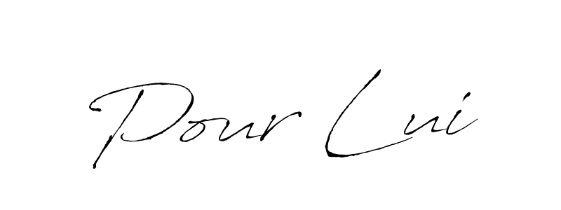How to make Pour Lui name signature. Use Antro_Vectra style for creating short signs online. This is the latest handwritten sign. Pour Lui signature style 6 images and pictures png