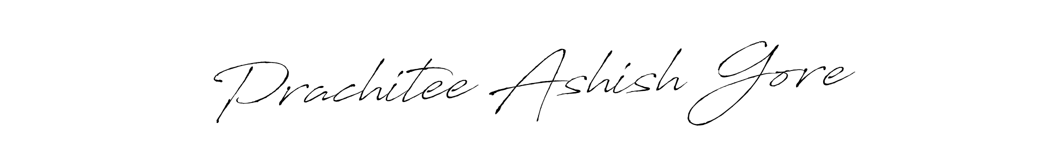 How to make Prachitee Ashish Gore name signature. Use Antro_Vectra style for creating short signs online. This is the latest handwritten sign. Prachitee Ashish Gore signature style 6 images and pictures png