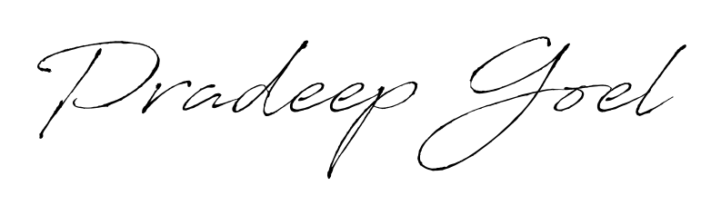 Designed for modern professionals: Pradeep Goel name signature crafted with Antro_Vectra script. Ready for digital PDF workflows. Pradeep Goel signature style 6 images and pictures png
