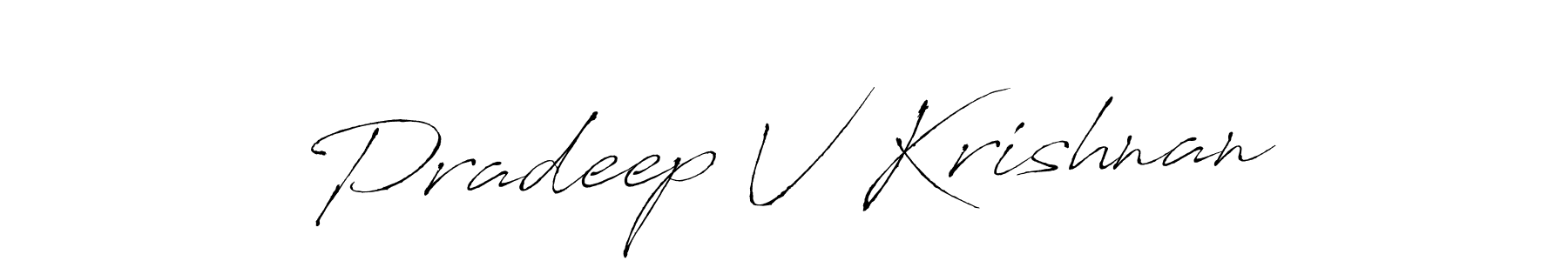 The best way (Antro_Vectra) to make a short signature is to pick only two or three words in your name. The name Pradeep V Krishnan include a total of six letters. For converting this name. Pradeep V Krishnan signature style 6 images and pictures png