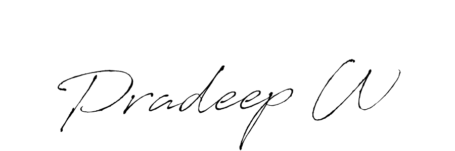 This is the best signature style for the Pradeep W name. Also you like these signature font (Antro_Vectra). Mix name signature. Pradeep W signature style 6 images and pictures png