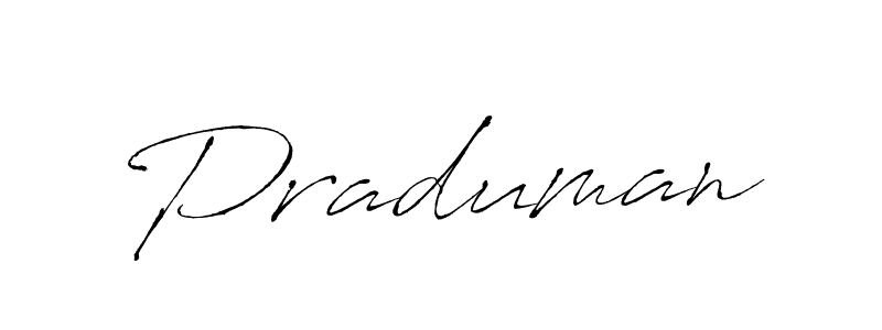 Use a signature maker to create a handwritten signature online. With this signature software, you can design (Antro_Vectra) your own signature for name Praduman. Praduman signature style 6 images and pictures png