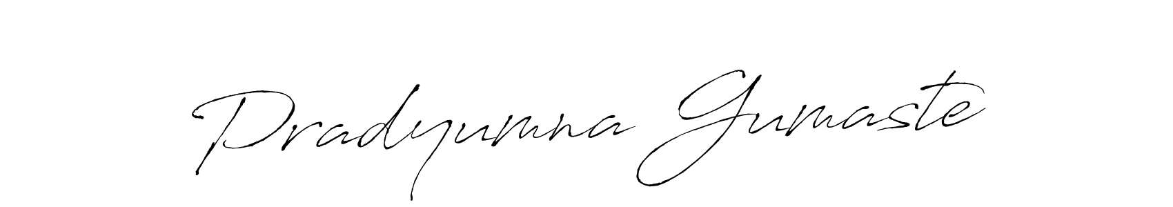 Design your own signature with our free online signature maker. With this signature software, you can create a handwritten (Antro_Vectra) signature for name Pradyumna Gumaste. Pradyumna Gumaste signature style 6 images and pictures png