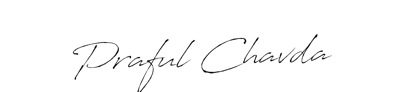 How to make Praful Chavda name signature. Use Antro_Vectra style for creating short signs online. This is the latest handwritten sign. Praful Chavda signature style 6 images and pictures png
