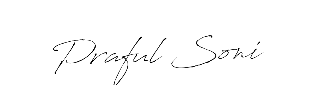 The best way (Antro_Vectra) to make a short signature is to pick only two or three words in your name. The name Praful Soni include a total of six letters. For converting this name. Praful Soni signature style 6 images and pictures png