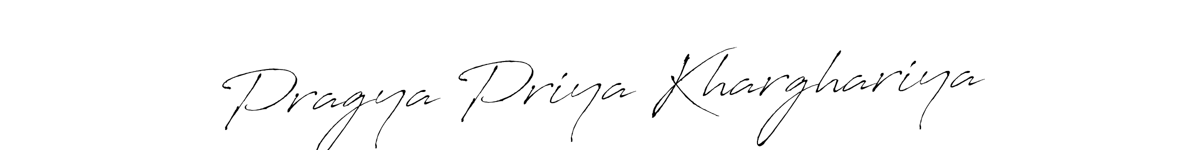 Antro_Vectra is a professional signature style that is perfect for those who want to add a touch of class to their signature. It is also a great choice for those who want to make their signature more unique. Get Pragya Priya Kharghariya name to fancy signature for free. Pragya Priya Kharghariya signature style 6 images and pictures png