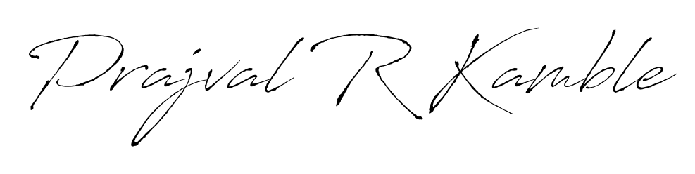 Discover how Prajval R Kamble looks in an executive cursive font (Antro_Vectra). Perfect for legal documents, invoices, and certificates. Prajval R Kamble signature style 6 images and pictures png