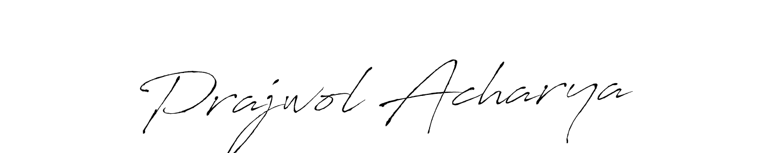 How to make Prajwol Acharya name signature. Use Antro_Vectra style for creating short signs online. This is the latest handwritten sign. Prajwol Acharya signature style 6 images and pictures png