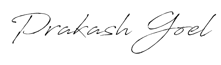 Prakash Goel stylish signature style. Best Handwritten Sign (Antro_Vectra) for my name. Handwritten Signature Collection Ideas for my name Prakash Goel. Prakash Goel signature style 6 images and pictures png
