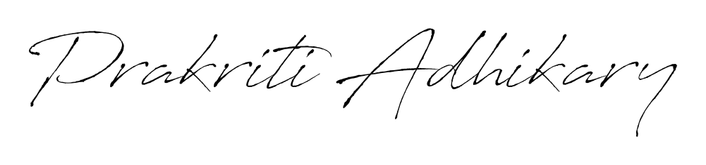 Give your name Prakriti Adhikary an exquisite flair with the Antro_Vectra script font. Ideal for contracts, resumes, and formal letterheads. Prakriti Adhikary signature style 6 images and pictures png
