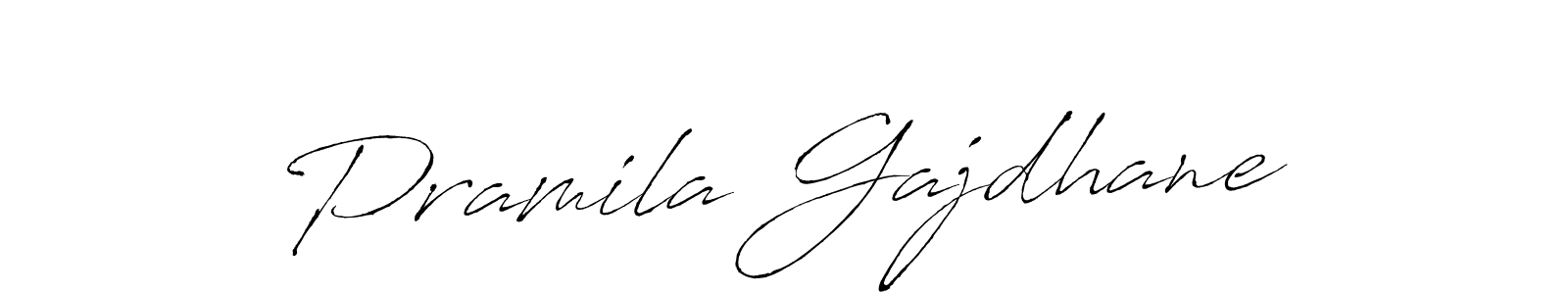 How to make Pramila Gajdhane name signature. Use Antro_Vectra style for creating short signs online. This is the latest handwritten sign. Pramila Gajdhane signature style 6 images and pictures png