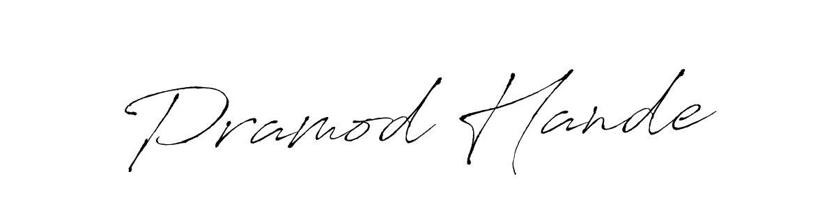 The best way (Antro_Vectra) to make a short signature is to pick only two or three words in your name. The name Pramod Hande include a total of six letters. For converting this name. Pramod Hande signature style 6 images and pictures png