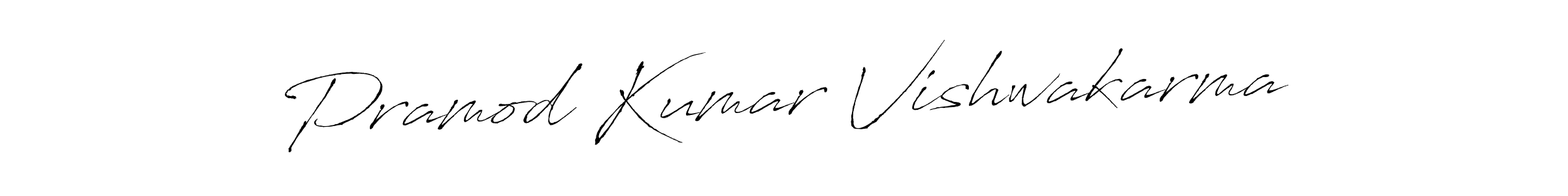 How to make Pramod Kumar Vishwakarma name signature. Use Antro_Vectra style for creating short signs online. This is the latest handwritten sign. Pramod Kumar Vishwakarma signature style 6 images and pictures png