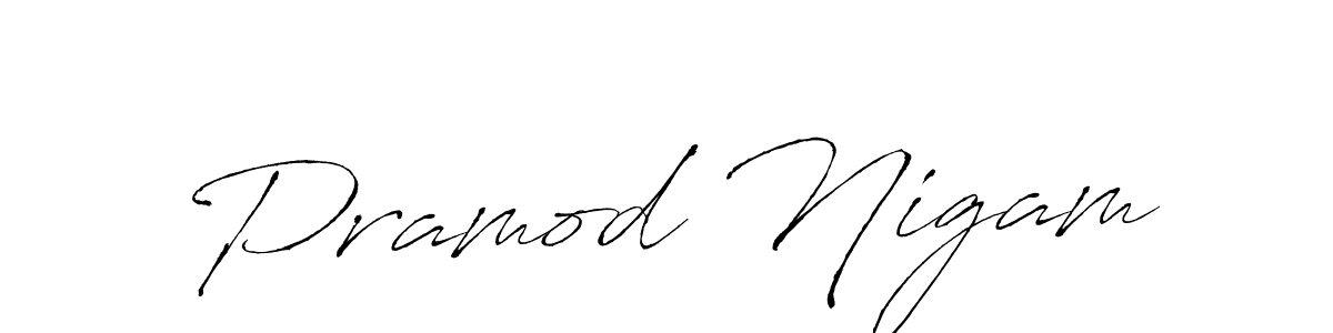 Design your own signature with our free online signature maker. With this signature software, you can create a handwritten (Antro_Vectra) signature for name Pramod Nigam. Pramod Nigam signature style 6 images and pictures png