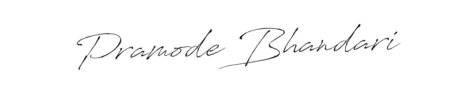 The best way (Antro_Vectra) to make a short signature is to pick only two or three words in your name. The name Pramode Bhandari include a total of six letters. For converting this name. Pramode Bhandari signature style 6 images and pictures png