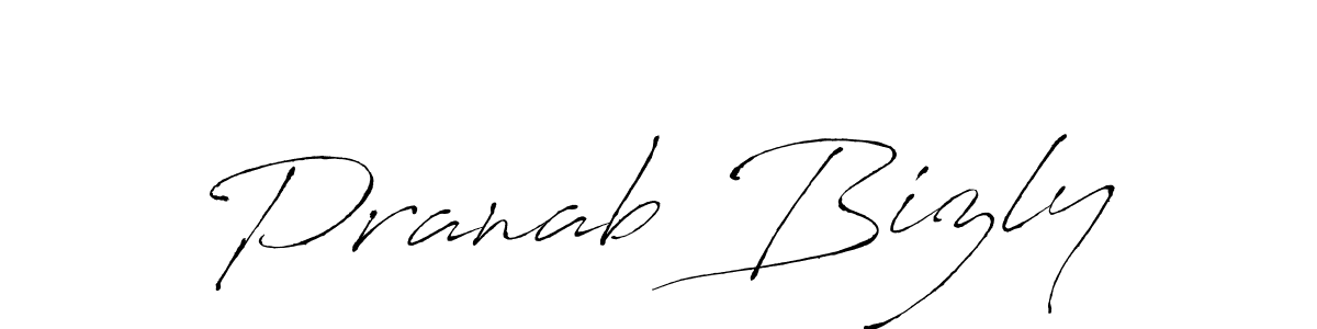 How to make Pranab Bizly name signature. Use Antro_Vectra style for creating short signs online. This is the latest handwritten sign. Pranab Bizly signature style 6 images and pictures png