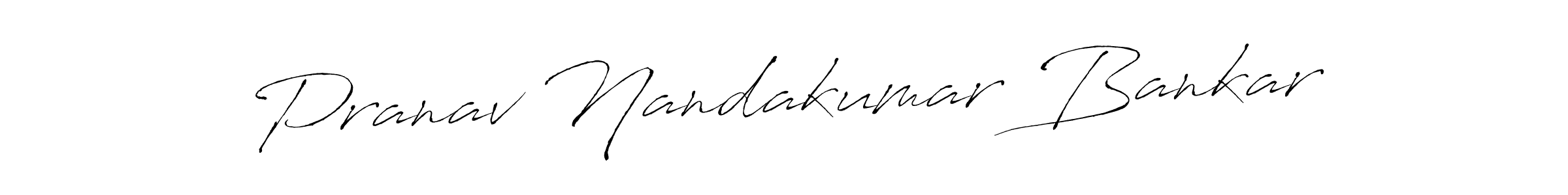 The best way (Antro_Vectra) to make a short signature is to pick only two or three words in your name. The name Pranav Nandakumar Bankar include a total of six letters. For converting this name. Pranav Nandakumar Bankar signature style 6 images and pictures png