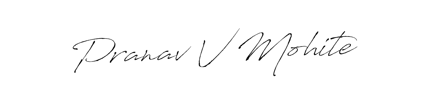 The best way (Antro_Vectra) to make a short signature is to pick only two or three words in your name. The name Pranav V Mohite include a total of six letters. For converting this name. Pranav V Mohite signature style 6 images and pictures png