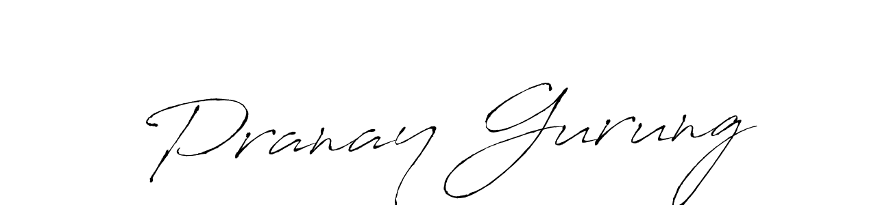 How to make Pranay Gurung name signature. Use Antro_Vectra style for creating short signs online. This is the latest handwritten sign. Pranay Gurung signature style 6 images and pictures png