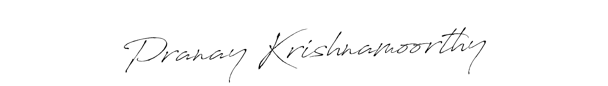 Make a beautiful signature design for name Pranay Krishnamoorthy. With this signature (Antro_Vectra) style, you can create a handwritten signature for free. Pranay Krishnamoorthy signature style 6 images and pictures png