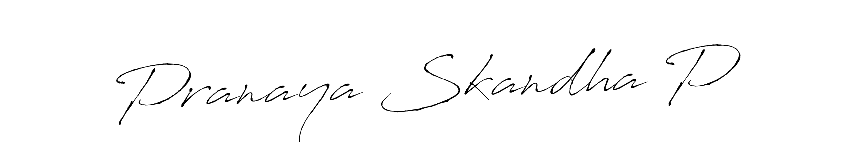 Make a beautiful signature design for name Pranaya Skandha P. With this signature (Antro_Vectra) style, you can create a handwritten signature for free. Pranaya Skandha P signature style 6 images and pictures png