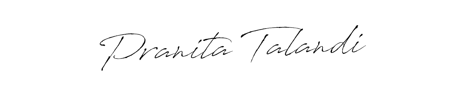 The best way (Antro_Vectra) to make a short signature is to pick only two or three words in your name. The name Pranita Talandi include a total of six letters. For converting this name. Pranita Talandi signature style 6 images and pictures png