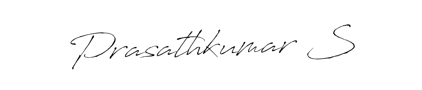 The best way (Antro_Vectra) to make a short signature is to pick only two or three words in your name. The name Prasathkumar S include a total of six letters. For converting this name. Prasathkumar S signature style 6 images and pictures png