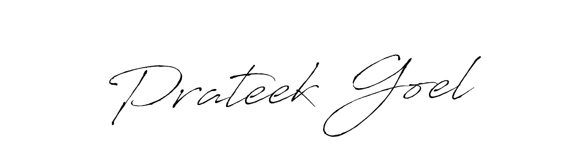 Create a beautiful signature design for name Prateek Goel. With this signature (Antro_Vectra) fonts, you can make a handwritten signature for free. Prateek Goel signature style 6 images and pictures png