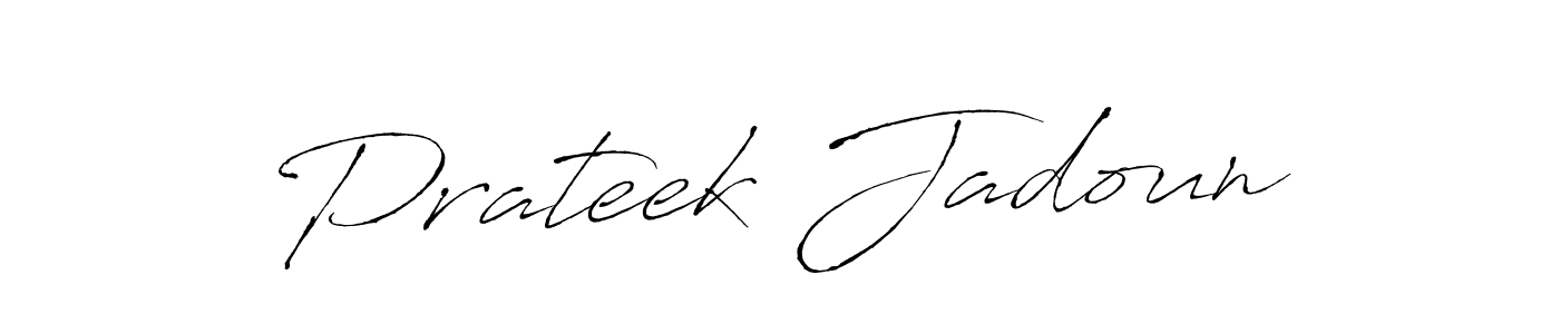 How to make Prateek Jadoun name signature. Use Antro_Vectra style for creating short signs online. This is the latest handwritten sign. Prateek Jadoun signature style 6 images and pictures png