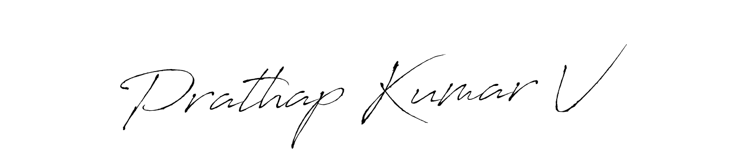 Create a beautiful signature design for name Prathap Kumar V. With this signature (Antro_Vectra) fonts, you can make a handwritten signature for free. Prathap Kumar V signature style 6 images and pictures png