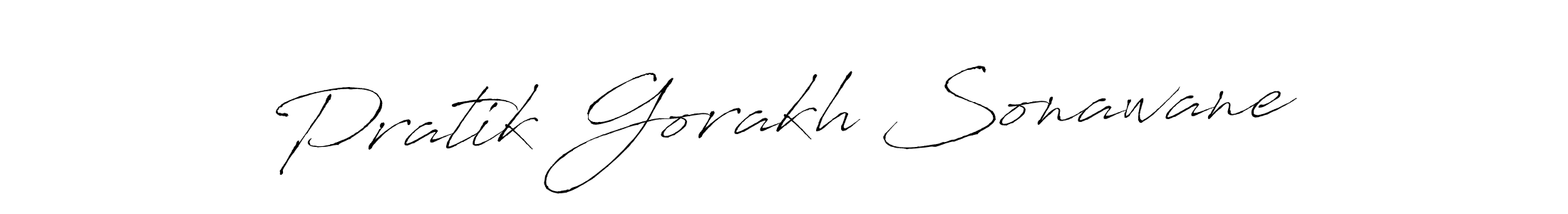 Make a beautiful signature design for name Pratik Gorakh Sonawane. With this signature (Antro_Vectra) style, you can create a handwritten signature for free. Pratik Gorakh Sonawane signature style 6 images and pictures png