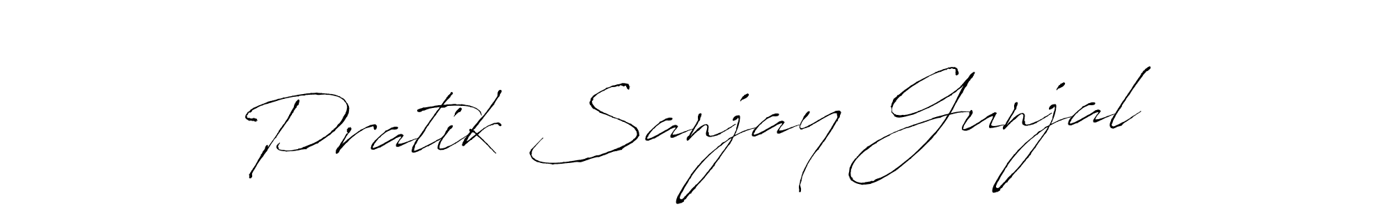 How to make Pratik Sanjay Gunjal name signature. Use Antro_Vectra style for creating short signs online. This is the latest handwritten sign. Pratik Sanjay Gunjal signature style 6 images and pictures png