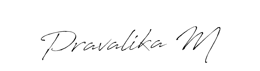 How to make Pravalika M name signature. Use Antro_Vectra style for creating short signs online. This is the latest handwritten sign. Pravalika M signature style 6 images and pictures png